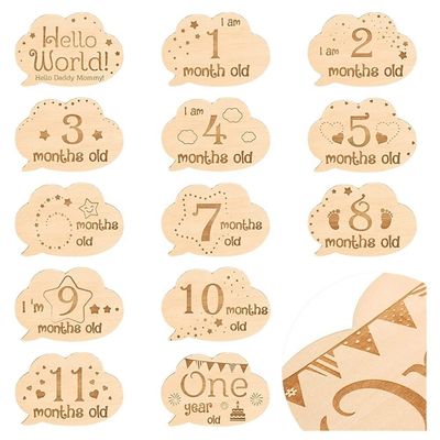 Custom Size Plywood Baby Monthly Milestone Cards Ideal for Newborn Birth Announcement