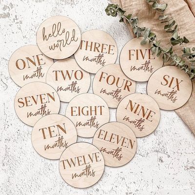 Custom Size Plywood Baby Monthly Milestone Cards Ideal for Newborn Birth Announcement