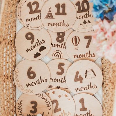 Custom Size Plywood Baby Monthly Milestone Cards Ideal for Newborn Birth Announcement