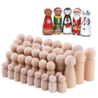 Unpainted Wooden Peg Doll Family DIY Toy for Crafts and Sculptures Custom Size Accepted