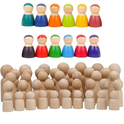 Unpainted Wooden Peg Doll Family DIY Toy for Crafts and Sculptures Custom Size Accepted
