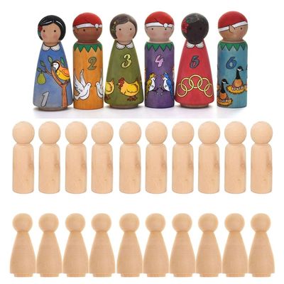 Unpainted Wooden Peg Doll Family DIY Toy for Crafts and Sculptures Custom Size Accepted