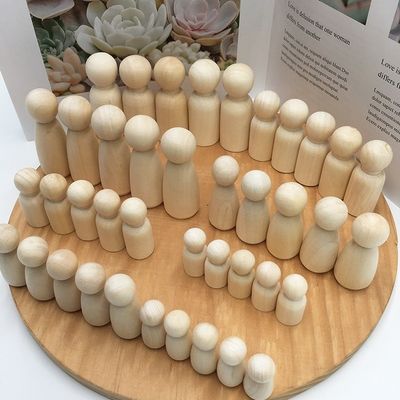 Unpainted Wooden Peg Doll Family DIY Toy for Crafts and Sculptures Custom Size Accepted