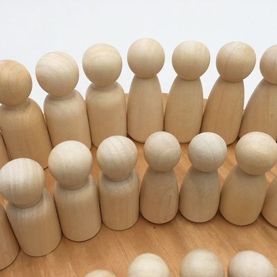 Unpainted Wooden Peg Doll Family DIY Toy for Crafts and Sculptures Custom Size Accepted
