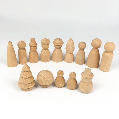 Engraved Wooden Peg Dolls Cone Building Block Set for Custom Wood Ornaments Crafts