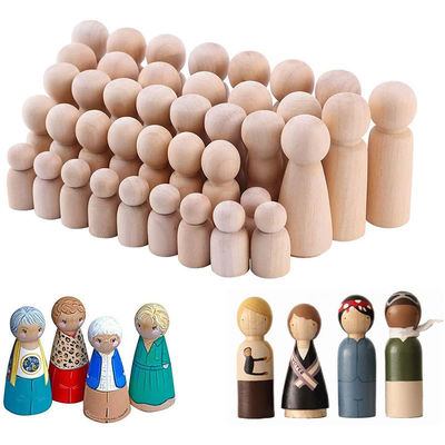 Engraved Wooden Peg Dolls Cone Building Block Set for Custom Wood Ornaments Crafts