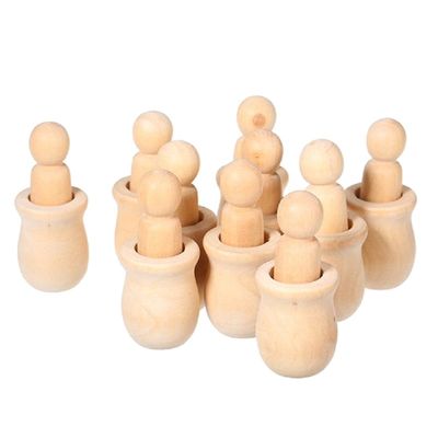 Unpainted Wooden Peg Doll Family DIY Toy for Crafts and Sculptures Custom Size Accepted