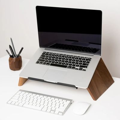 Desktop Wooden Laptop Stand Holder with Custom Size 19&quot; x 9.5&quot; and Laser Engrave