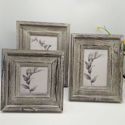 Wooden Picture Frames 4&quot; 6&quot; 7&quot; in Custom Rustic Style Hand Carved with Plain Color