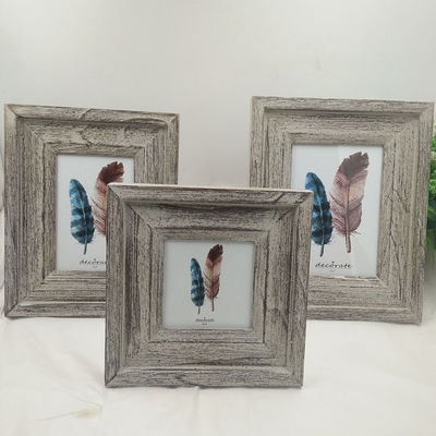 Wooden Picture Frames 4&quot; 6&quot; 7&quot; in Custom Rustic Style Hand Carved with Plain Color