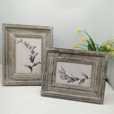 Wooden Picture Frames 4&quot; 6&quot; 7&quot; in Custom Rustic Style Hand Carved with Plain Color