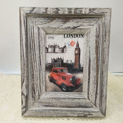 Wooden Picture Frames 4&quot; 6&quot; 7&quot; in Custom Rustic Style Hand Carved with Plain Color