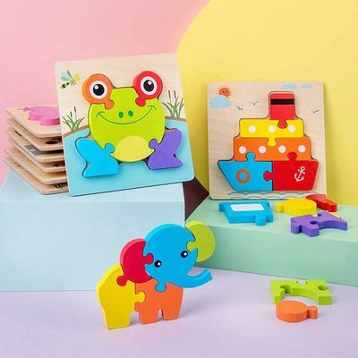 14.8x14.8x0.8 Wooden Puzzles for Boys Girls Colorful Cute Patterns Educational Toys