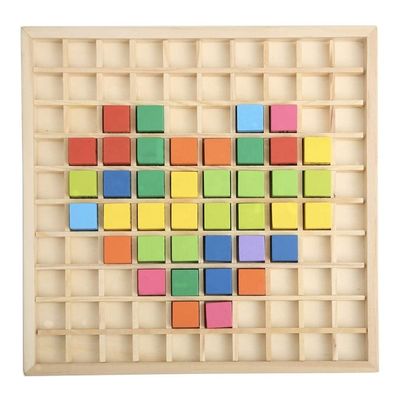 Wooden Multiplication Math Table Board Game 7.5x7.5x0.8 inch Size and Burned Printing