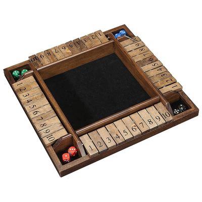 12-14 inch 4 Player Shut The Box Dice Game Wooden Board Table Math Game Toys for Children Unisex