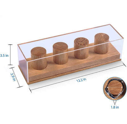 Customized Logo Acceptable Solid Oak Wooden Watch Display Stand for Rustic Style