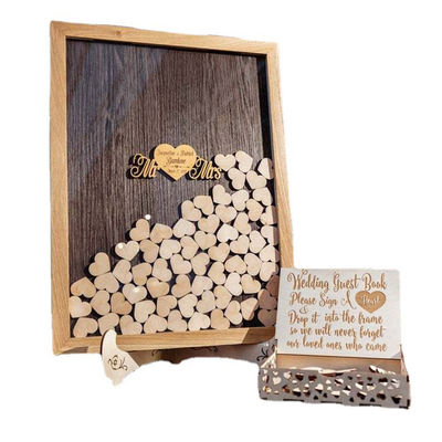 Customized Burned Wooden Frame Alternative Guest Book for Love Sign-in Box Decoration