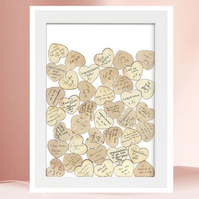 Customized Burned Wooden Frame Alternative Guest Book for Love Sign-in Box Decoration