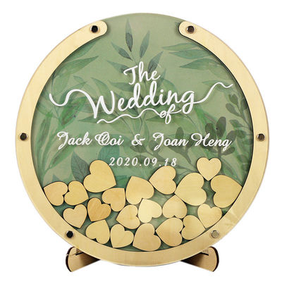 Customized Burned Wooden Frame Alternative Guest Book for Love Sign-in Box Decoration
