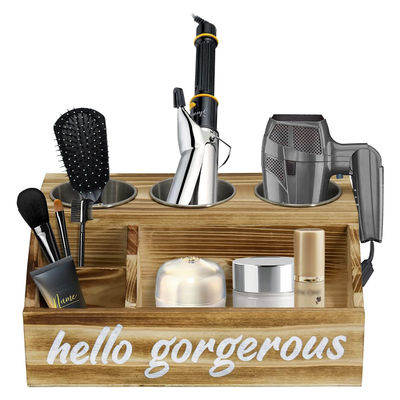 Rustic Design Style Wall Mount Hair Styling Care Tool Organizer with Personalized Logo