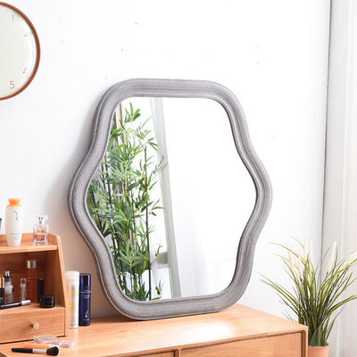 Bedroom Mirror with Wave Frame and Customized Logo Acceptable Silk-screen Printing