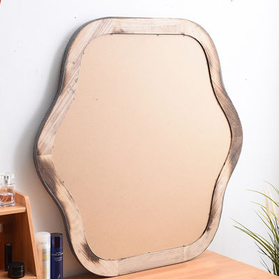 Bedroom Mirror with Wave Frame and Customized Logo Acceptable Silk-screen Printing
