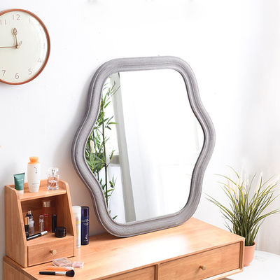 Bedroom Mirror with Wave Frame and Customized Logo Acceptable Silk-screen Printing