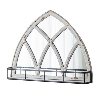 Natural Style Wooden Mirror Frame Decorative with Storage Shelf White or Custom Color