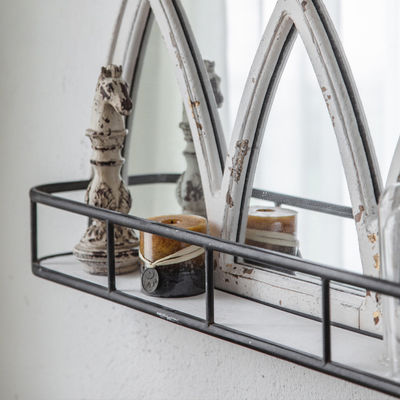 Natural Style Wooden Mirror Frame Decorative with Storage Shelf White or Custom Color