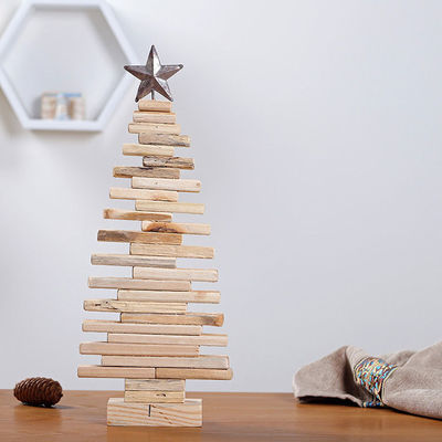 Christmas Tree Table Decoration Ornaments with Simple Design and Natural Wood Color