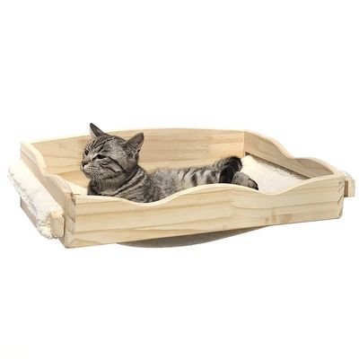 Simple Design Wooden Cat Tree House Furniture for Small Pets Varnished Customizable