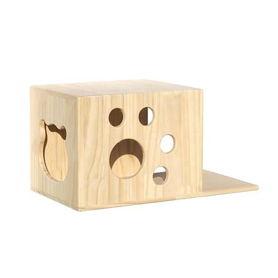 Simple Design Wooden Cat Tree House Furniture for Small Pets Varnished Customizable
