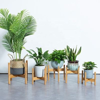 Nordic Concise Style Wooden Flower Pot Stand Adjustable Bamboo Plant Stands for Indoor