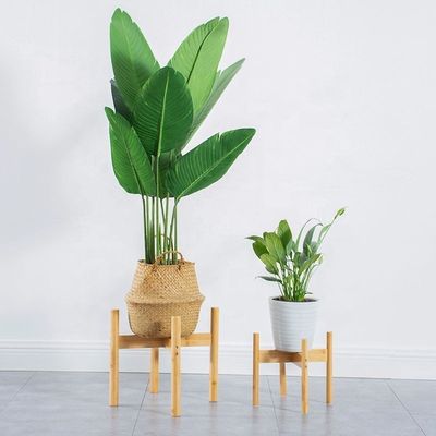 Nordic Concise Style Wooden Flower Pot Stand Adjustable Bamboo Plant Stands for Indoor