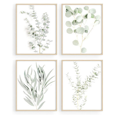 Green Botanical Plant Wall Art Set of 4/6 Plant Wood Wall Decor Pictures 8&quot;x10&quot; Iron