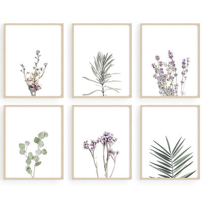Green Botanical Plant Wall Art Set of 4/6 Plant Wood Wall Decor Pictures 8&quot;x10&quot; Iron