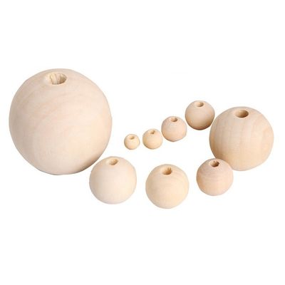 Wooden Loose Spacer Teething Beads Flat Heart Shape Beech Wood Bead Dia 4-40mm OEM/ODM