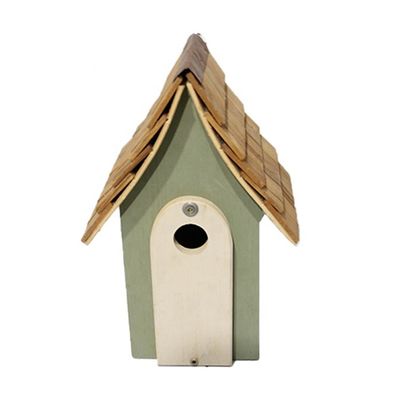 Windproof Solid Pattern Wooden Bird House with Custom Color Painted Garden Decor