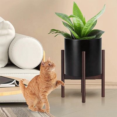 Adjustable Bamboo Wood Plant Stand for Extendable High Bearing Weight Indoor Outdoor