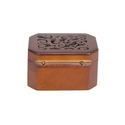Christmas Holiday Wooden Jewelry Music Box with Silk-Screen Printing and Burned Design