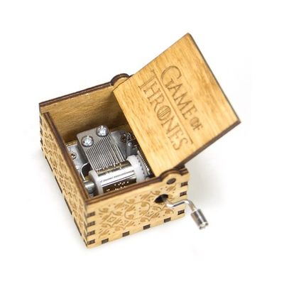Hand Cranked Play Power Custom Mini Wooden Music Box with Silk-Screen Printing/Burned
