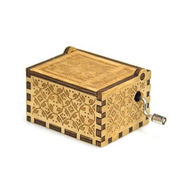 Hand Cranked Play Power Custom Mini Wooden Music Box with Silk-Screen Printing/Burned