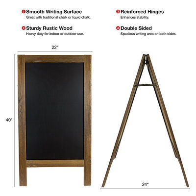 Handcrafted Rustic Wooden Frame Portable Blackboard With Stand Convenient and Portable