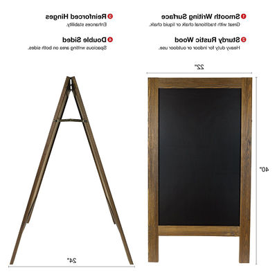 Handcrafted Rustic Wooden Frame Portable Blackboard With Stand Convenient and Portable