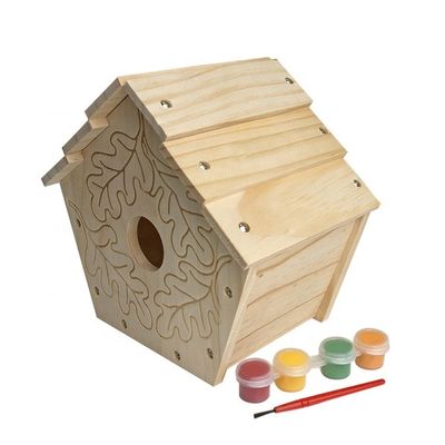 Print Pattern Wooden Cedar Bird House Cages for DIY Decoration and Decor