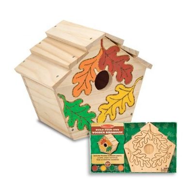 Print Pattern Wooden Cedar Bird House Cages for DIY Decoration and Decor