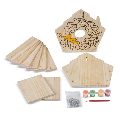 Print Pattern Wooden Cedar Bird House Cages for DIY Decoration and Decor