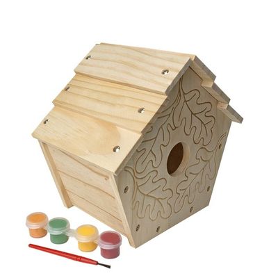 Print Pattern Wooden Cedar Bird House Cages for DIY Decoration and Decor