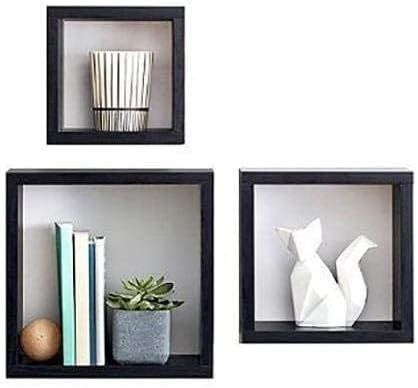 Dining Set of 3 Custom Black Wood Storage Shelf Display Wall Shelf Kitchen Furniture