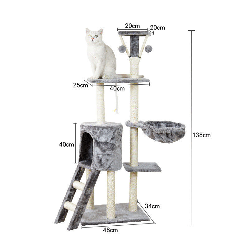 ISO9001 2008 FSCI BSCI Certified Wooden Cat Tree with Large Condo and Multilevel Design